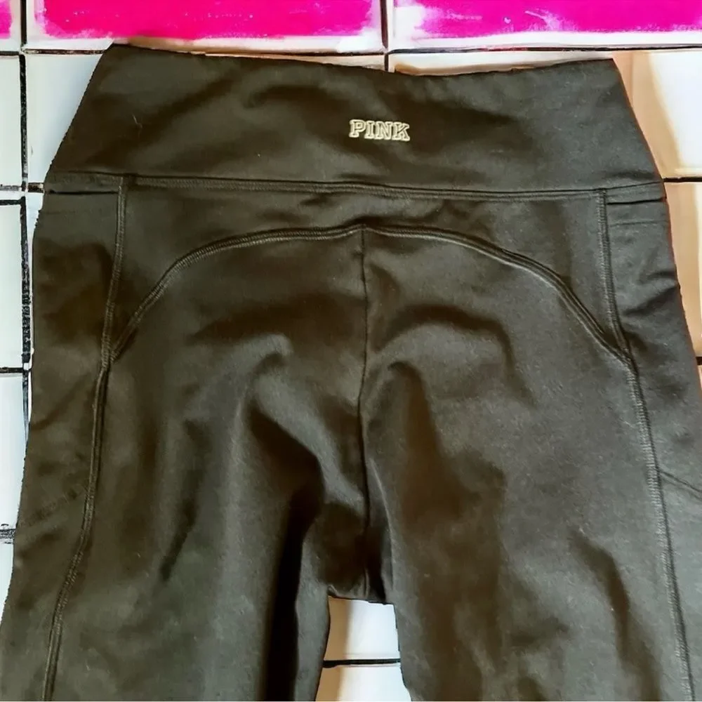 PINK Victoria’s Secret COZY Leggings Black High Waist Fleece Lined Activewear S